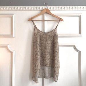 Express Flowy See Through Tan & Grey Tank Top